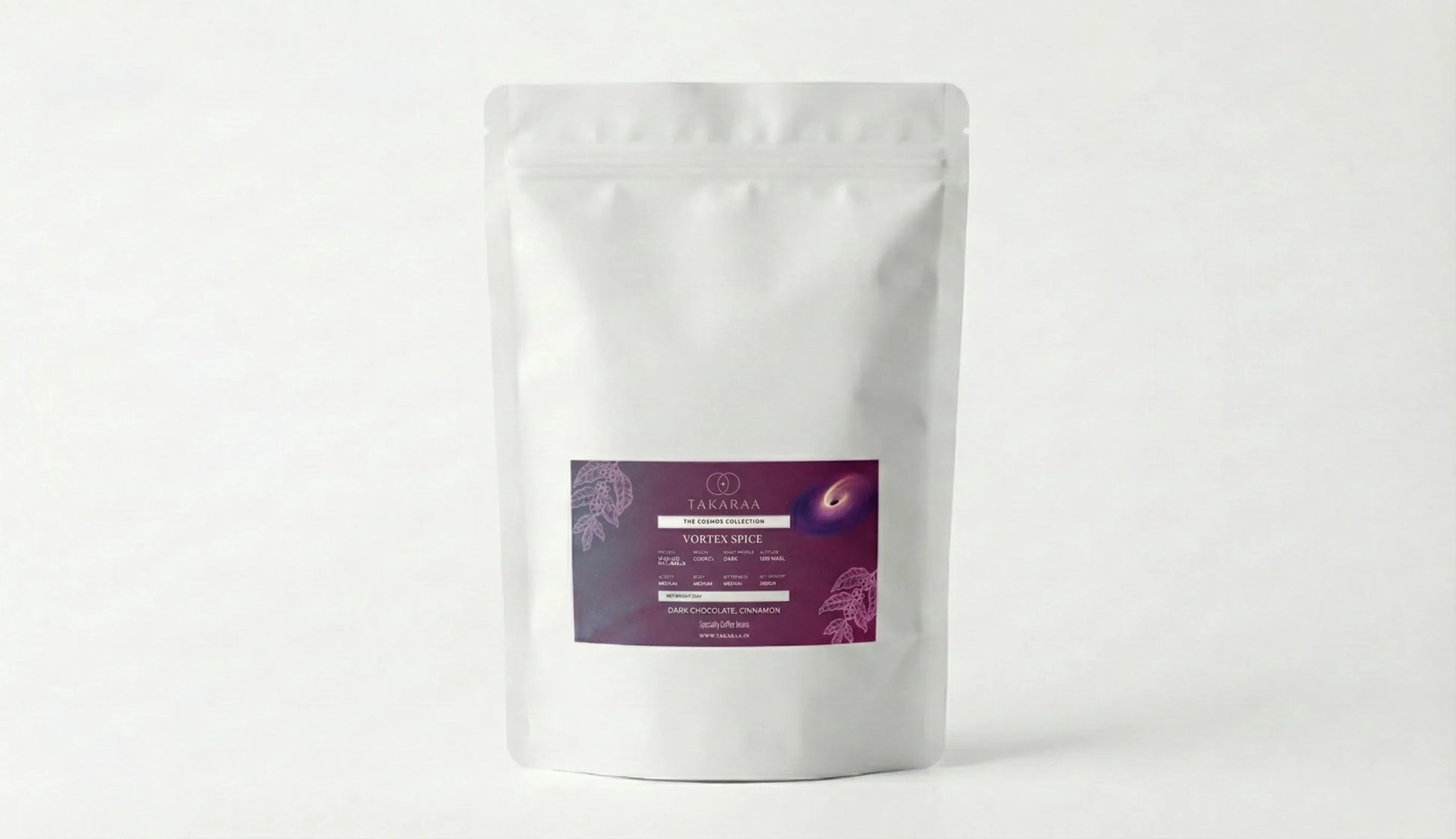 White packaging with a purple label on a white background